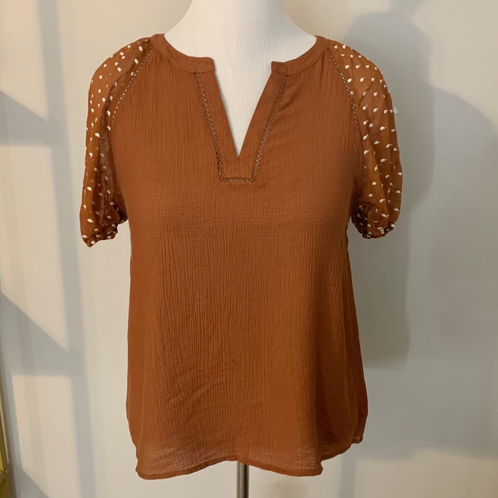 Burnt orange puffy sleeve top